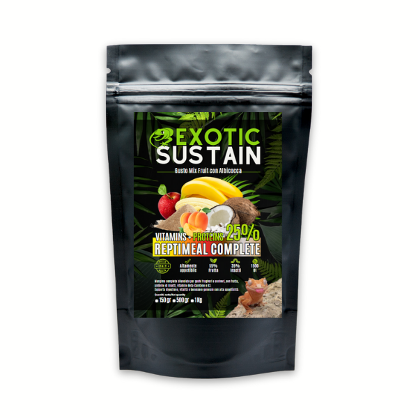 ReptiMeal Complete: VITAMINS + PROTEINS 25% – MixFruit con Albicocca