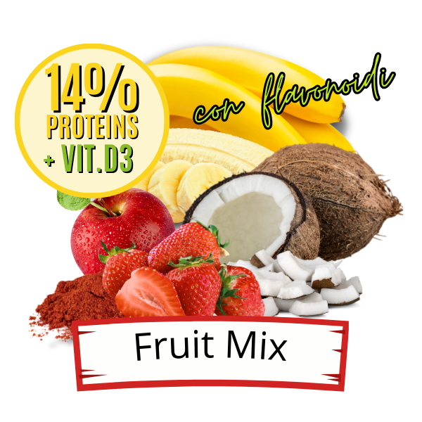 FRUIT MIX SUPPLEMENTS | 14 % PROTEINES + VIT. D3 - Gusto MixFruit con Fragola e Flavonoidi