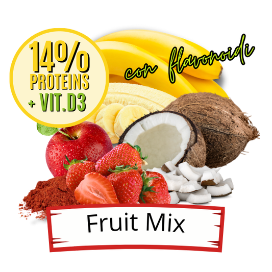 FRUIT MIX SUPPLEMENTS | 14 % PROTEINES + VIT. D3 - Gusto MixFruit con Fragola e Flavonoidi