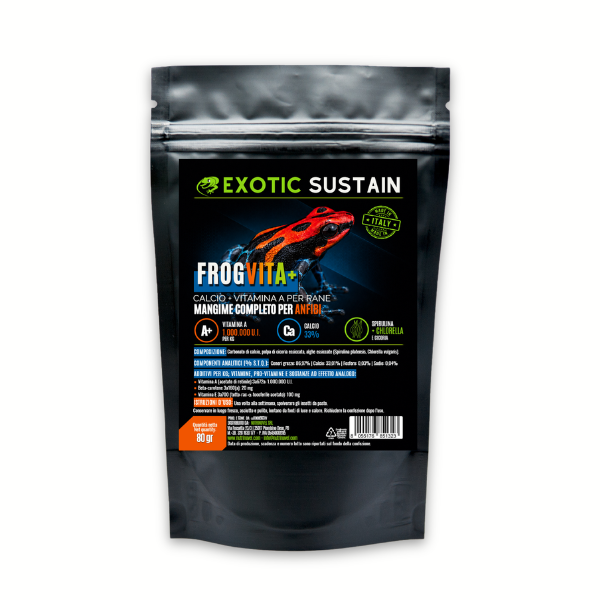 FROGVITA+ Calcio; Vitamina A ad Alta Concentrazione con Spirulina e Chlorella | EXOTIC SUSTAIN