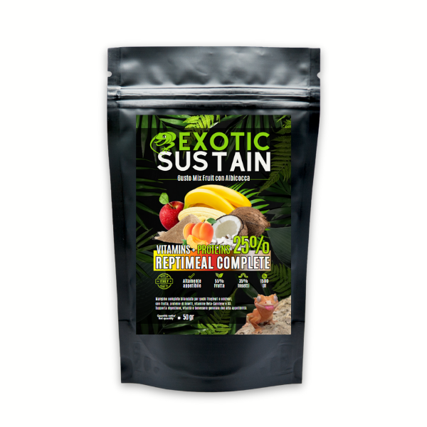 ReptiMeal Complete: VITAMINS + PROTEINS 25% – MixFruit con Albicocca