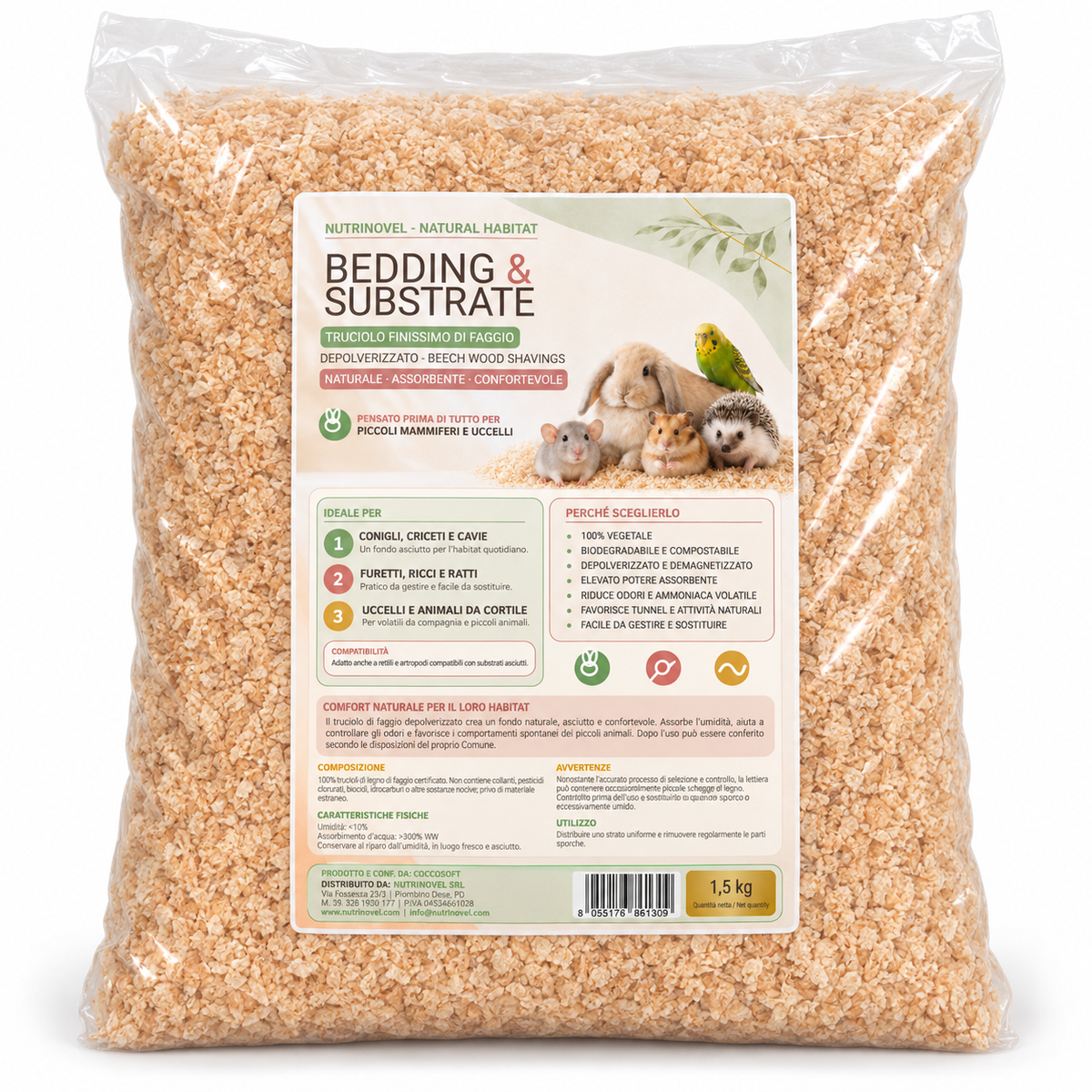 BEDDING & SUBSTRATE – Truciolo Finissimo di Faggio Depolverizzato | NUTRINOVEL NATURAL HABITAT