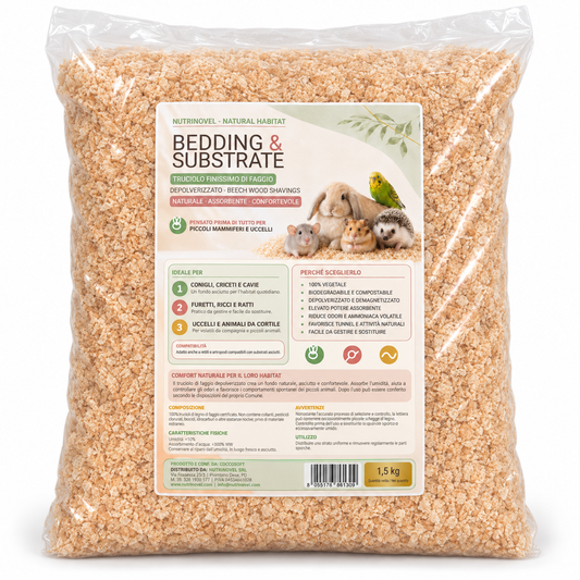 BEDDING & SUBSTRATE – Truciolo Finissimo di Faggio Depolverizzato | NUTRINOVEL NATURAL HABITAT